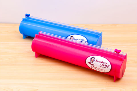 NEW Cling Film Cutter Plastic Box with Sliding Knife